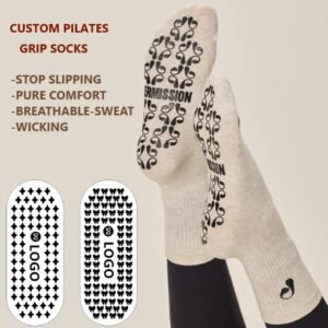pink scrunch pilates socks heart grip thick winter crew anti slip breathable warm pilates socks anti slip (复制)