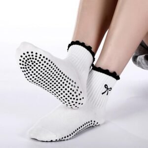 women cute pilates socks non slip ruffle yoga socks with grip for crew yoga