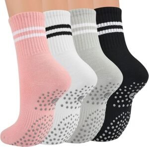 coolmate embroidered pilates socks with grips for women, yoga socks, crew non slip women for workout, barre, pilates gifts (复制)