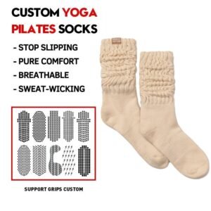 wholesale custom logo fitness scrunch women pilates yoga slouchy socks