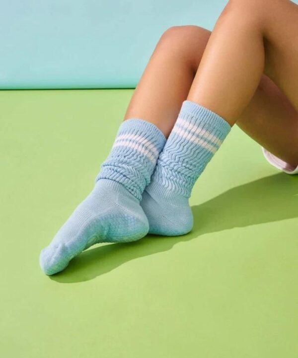 summer thin scrunch pilates socks skyline blue sporty slouchy pilates socks