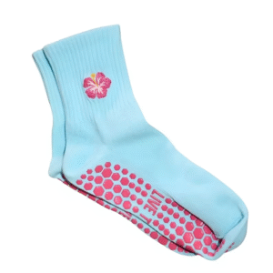 embroidered floral yoga pilates socks crew yoga grip socks grippy socks