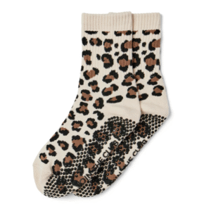leopard crew grip socks pilates beige pilates socks custom