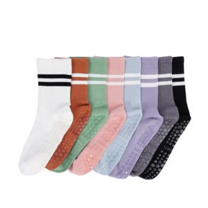 custom logo cotton pilates grip socks non skid slip sticky barre socks non slip yoga socks for women
